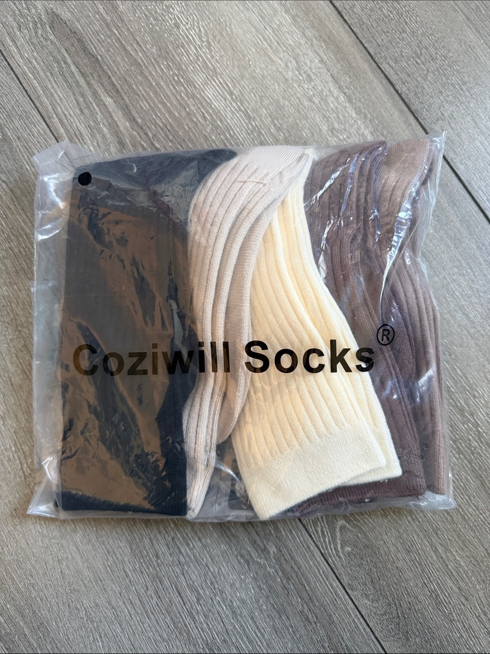 Coziwill Women's Ribbed Crew Socks - Black, Cream, Taupe, Brown